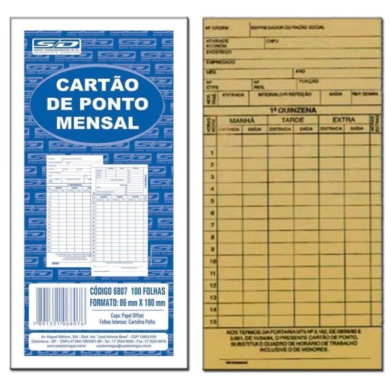  CARTÃO PONTO PALHA COM 100 UN - SÃO DOMINGOS - 6807.2 Lojas Encopel