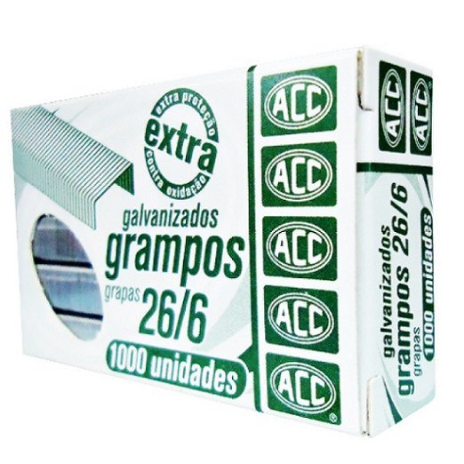 GRAMPO PARA GRAMPEADOR 26/6 GALVANIZADO CAIXA COM 1000 UN - ACC Lojas Encopel