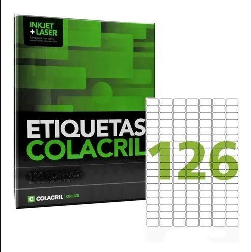 ETIQUETA ADESIVA A4 26MM X 15MM 126 ETIQ. P/FOLHA PACOTE COM 25 FOLHAS - COLACRI Lojas Encopel