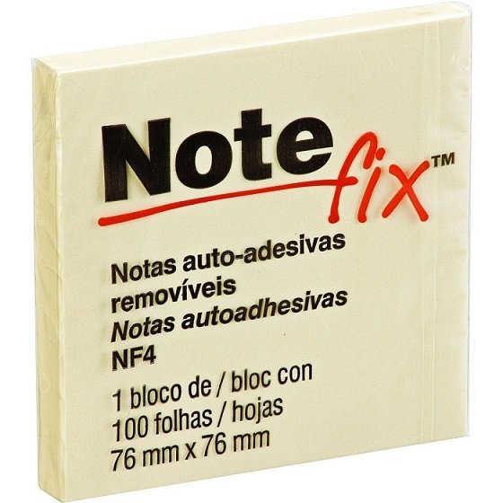 BLOCO ADESIVO NOTEFIX 76MM X 76MM AMARELO COM 100 FOLHAS - 3M Lojas Encopel