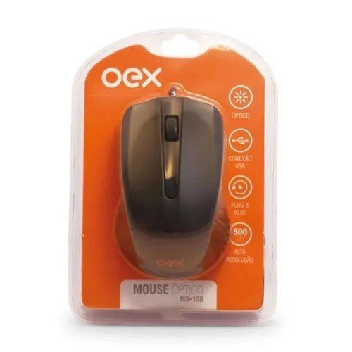 MOUSE USB ÓPTICO PRETO - OEX - MS-100 Lojas Encopel