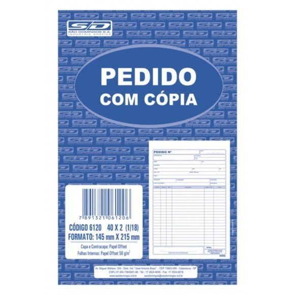 PEDIDO DE MESA COM CÓPIA 50 FOLHAS - SÃO DOMINGOS Lojas Encopel