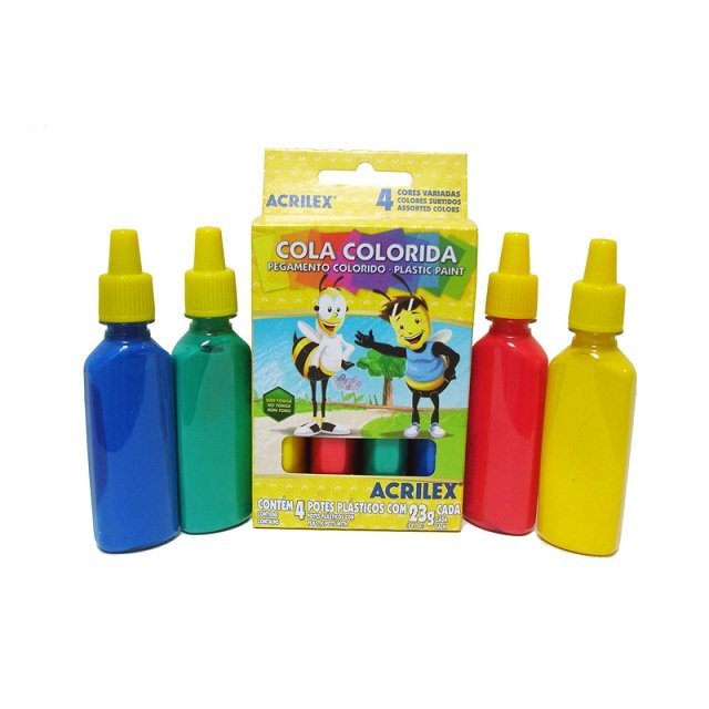 COLA COLORIDA 4 CORES 23G - ACRILEX - 026040000 Lojas Encopel